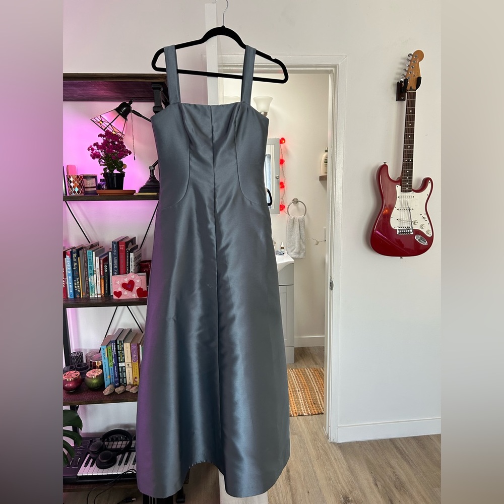 Blue silver formal wedding or prom dress